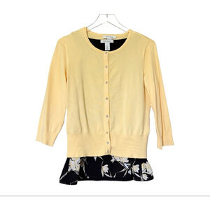 Women's White House Black Market Pale Yellow Cardigan L